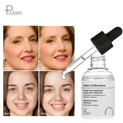 Pudaier Moisturizing Makeup Primer Serum Vitamin C & Olive Serum Brilliantly Makeup Face Base Liquid Natural Brighten Essence