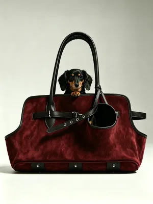 Cowhide Pet Bag with Chamois-Like Feel Portable Tote for Small Cats Dogs Car-Friendly Anti-Escape Design HandShoulder Carry