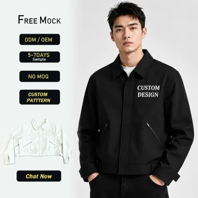 Custom 100% Cotton Men's Jackets Canvas Shirt Coat for Men Jacket With Zipper Pockets Heavyweight Twill Jacket Canvas Fabric