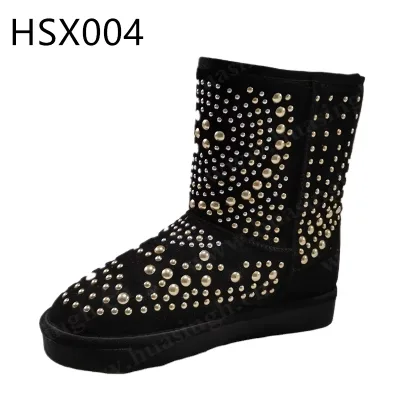 ZYF,Winter Celebration Anti-chill Trendy Design Lady Snow Boots for Sale Fleece-lined Women Warm Boots with Rivet Design HSX004