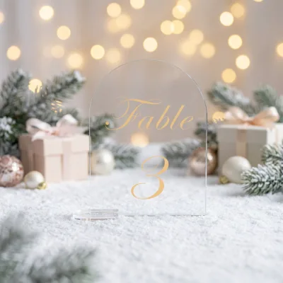 Gaojian Customized Clear Acrylic Arched Table Numbers & Personalized Place Cards for Wedding and Hotel Decorations