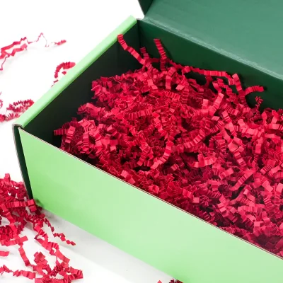Wholesale Red Paper Raffia Decorative Packaging Filler Eco Friendly Gift Box Filling Material for Retail Packaging