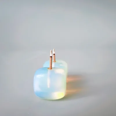 2026 Crystal Crafts Opalite Crystal Cubes Shape Incense Holder