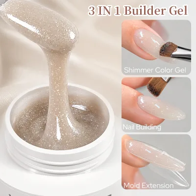 BORN PRETTY 15ml Nude Pink Color Fine Glitter Builder Gel Factory OEM Micro Shimmer Molding Extension Gel for Nail Art Salon