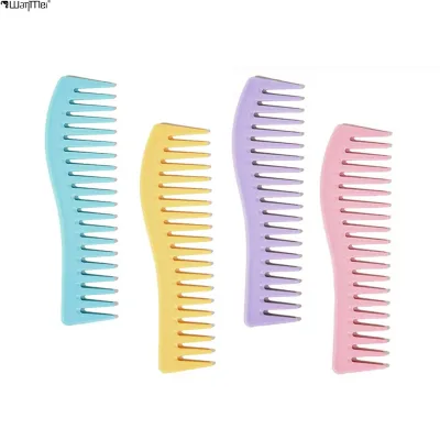 Wanmei Candy Color Bling Wide Tooth Comb for Curly Hair Comb for Woman Curved Large Acetate Comb Brushes Salon Barker