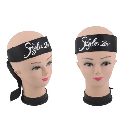 Wholesale Custom Black Luxury Women Designer Hair Edge Wrap Frontal Hair Headband Tie