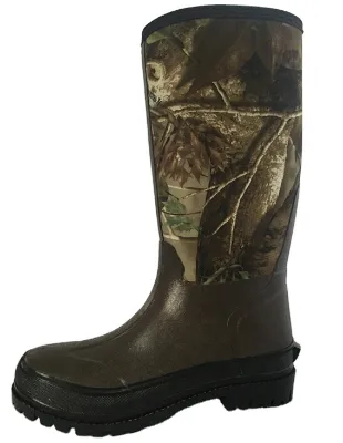 Brown Camouflage Neoprene Lining Rubber Boots