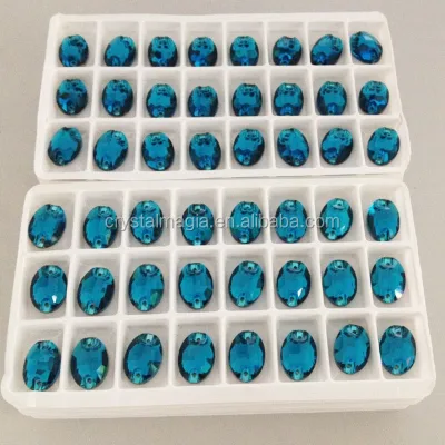 Large Hole Crystal Beads Blue Glass Sewing Rhinestone Wholesale