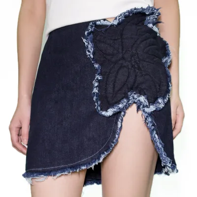 Women's Denim Skirt for Women 2025 New Spring and Summer Casual Design Irregular Denim Skirt