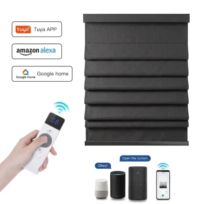 Roman Blinds Motorized Blackout Cordless Child Safe Custom Size WiFi App Alexa Control Roman Shades