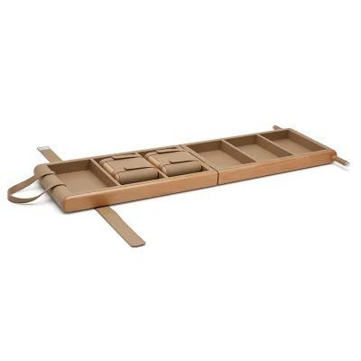 Multi Functional Elegant Walnut Wood Leather Foldable Storage Pilates Mat for Commercial Gym Venue Renovation Project