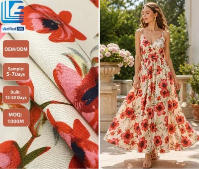 Soft Breathable 100% Cotton Printed Fabric for Summer Dress and Bedding Customizable Floral Pattern Cotton Fabric Manufacturer