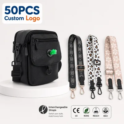 Custom Logo PU Leather Crossbody Dog Walking Bag OEM Multi Pocket Adjustable Strap Pet Owner Shoulder Bag Wholesale