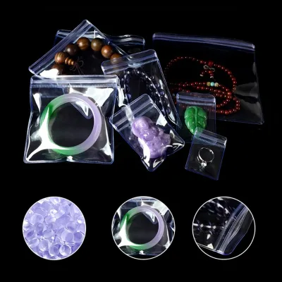 Custom Size Clear Plastic Transparent Anti Tarnish Zip Lock Rings Earrings Packing Storage Pouch Pvc Jewelry Bags for Holding