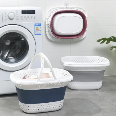 Collapsible Plastic Storage Laundry Hamper Clothing Organizer for Dirty Clothes and Bathroom Use