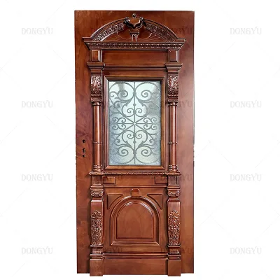Custom Deluxe Three-dimensional Pattern Carved Paint Moisture Resistant Durable Solid Wood Door
