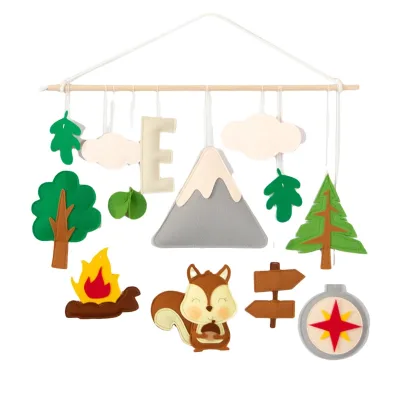 Hot Sale Custom Size Wooden Frame Nursery Decor Newborns Hanging Musical Bed Bell Soft Toy Felt Baby Crib Mobile Animal Mobile