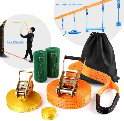 Custom Logo Fitness Kit 50ft Outdoor Accessory Equipment Tree Protector Sports Slackline Set