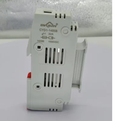 PVC PV 1500VDC 32A Solar DC Fuse Cutout Holder CYD1-1485B 1485mm Snap-On Mounting -40C~+125C for Electronic Equipment