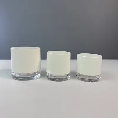 Hengjian 15g 30g 50g Round Shape Clear Pot Two Layer Acrylic Cosmetic Jar with High Lid