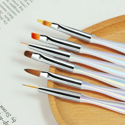 Aurora Gradient Nail Art Liner Brush Set 6 Pcs Nylon Bristles Professional Pull Line Painting Manicure Luxury