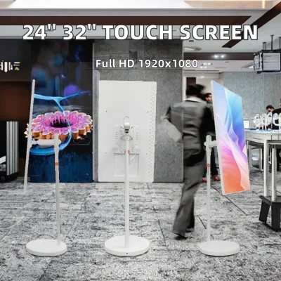 ETTO VT32 32" Smart TV Android Tablet with Rotating Floor Stand Full HD Capacitive Touchscreen White LCD for Home/Gym Use