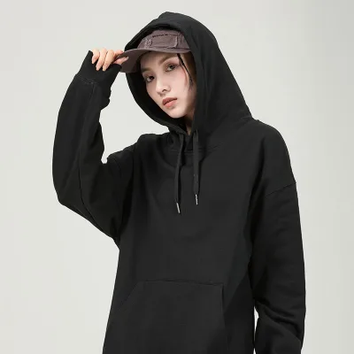 Winter Drop Shipping Women's Equestrian Apparel Loose Hoodie Black Rib Cuff Tops Horse Ride Hoodie for Female