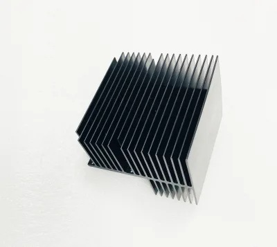 One-piece 6063 Extruded Aluminum Heatsink Double Row Uneven Fins Black Anodized with Laser Marking for Power Supply