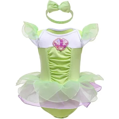Carnival Party Carnival Girls Princess Dress Onesie Bodysuit Romper Halloween Birthday Costume with Headband Green