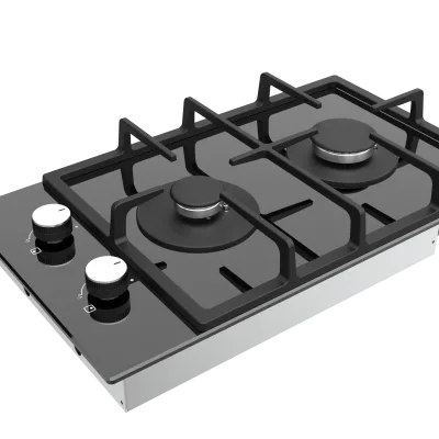White 2-Burner Gas Hob for Household Use Stainless Steel Material