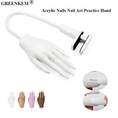 New Color Simulation Acrylic Nails Nail Art Practice Hand Manicure False Hand Teaching Tool Soft Rubber Nail Salon