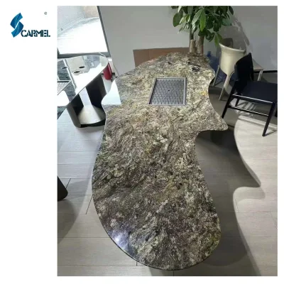 Platinum Diamond Luxury Stone Slab,Polished Black and Gold Titanium Black Granite for Dining Table