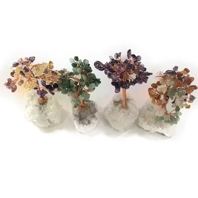 Factory Price Healing Crystal Rose Quartz Green Aventurine Crystal Gravel Tree Money Tree Gemstone Lucky Tree for Sale