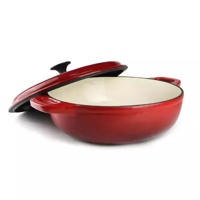 Enamel Cast Iron Paella Pan Casserole Servicing Dish Shallow Seafood Pot Cast Iron Enamel Metal Coating Cookware Casserole