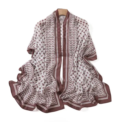 Black and White Pattern Printing Stylish Chiffon Hijab Decorations Perfect for Casual Wear Wind Protection Scarf Shawl
