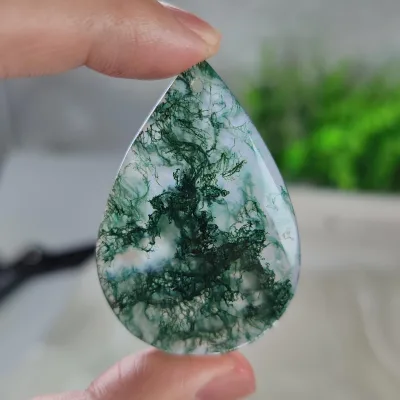 Wholesale Natural Moss Agate Water Drop Polished Mineral Specimen for Collection Decoration