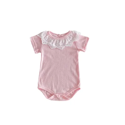 New Solid Color Baby onesies Wholesale Summer Lace Baby Onesie Breathable Baby Onesie