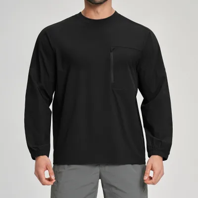 Lightweight Men Crew Neck Athletic Shirt Quick Dry Stretch Top for Hiking Fishing Jogging Outdoor Activities