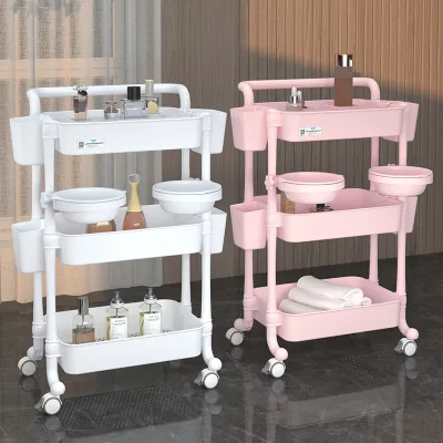 New Design High Quality ABS Multifunctional Three Layers More Style Plastic Beauty Spa Cart With Washbowl and Drawer