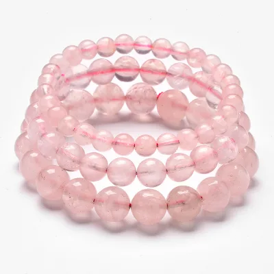 Lucky Insert Unisex Bracelet with 6/8/10mm Rose Quartz Crystals Handmade Natural Stone Gemstone Classic Style Stretch Beads Gift