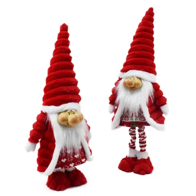 Factory Price Home Decoration Xmas Plush Gnomes Dwarf Red Standing Tall Large Soft Nordic Christmas Retractable Legs Santa