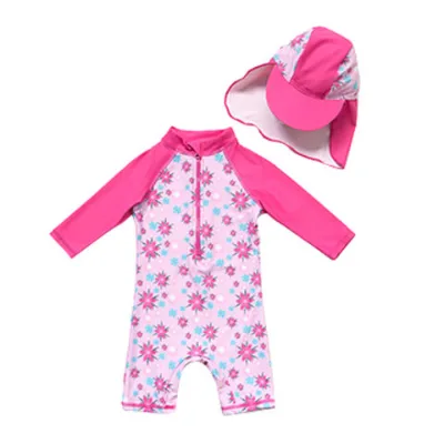 Baby & Toddler Swimsuit Girls Short Sleeve Bathing Suit with UPF 50+ Sun Protection