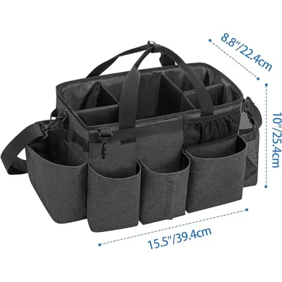 Versatile Cleaning Caddy Bag with Adjustable Dividers Multiple Pockets and Sturdy Handles for Easy Organization and Transport