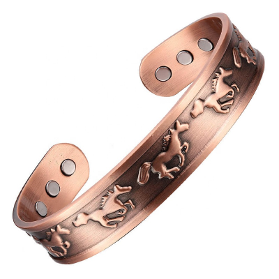 Private Label Bio Scalar Magnetic Therapy Bracelet Weight Loss Copper Cuff Bracelet for Men Women Arthritic