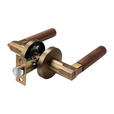 American Style Wood Brass Grain Leve Wood Grain Handle Lock Bedroom Lever Door Lock