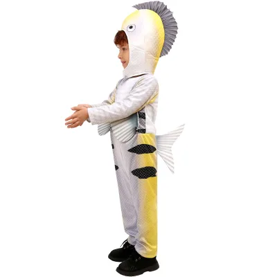 Baige Animal Cute Fish Outfit Children Party Purim Carnival Jumpsuit Halloween Flounder Cosplay Costumes for Kids