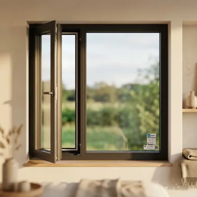 PNEJOY Aluminum Tilt and Turn Window Double Glazed Thermal Break Inward Opening Casement Window Energy Efficient for House
