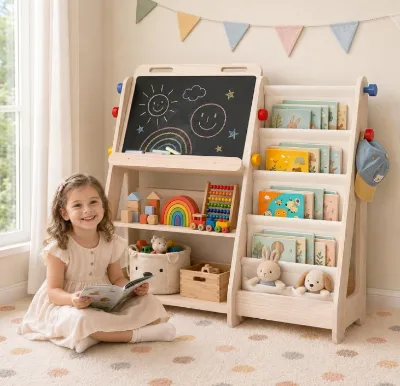 Premium Quality Kids Bookshelf and Toy Storage Organizer Montessori Toddler Bookcase for Playroom, Nursery, Bedroom, Classroom
