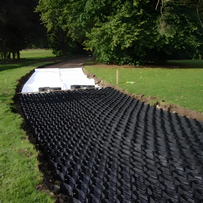 50-millimeter Geocells Are Used for Soil Consolidation and Slope protection of Riverbank Roadbeds.