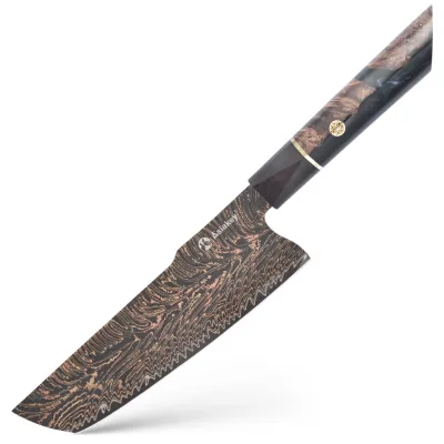 Damascus Steel Copper Vg10 33 Layers Sharp Nakiri Knife High Grade Carbon Core Edge Vegetable Cleaver